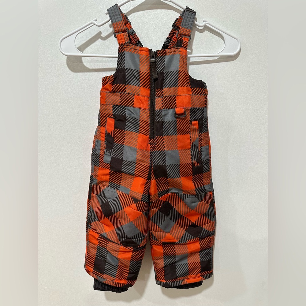 Circo Baby Toddler Boys’ Snow Bibs Orange Plaid 12M
